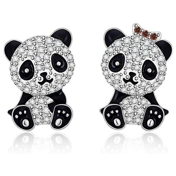 Other - New Sterling Silver CZ Panda Studs